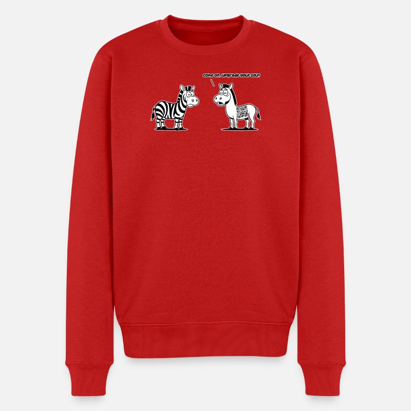 Lustiges Zebra mit QR-Code-Upgrade - Männer Premium Bio Pullover - Rot
