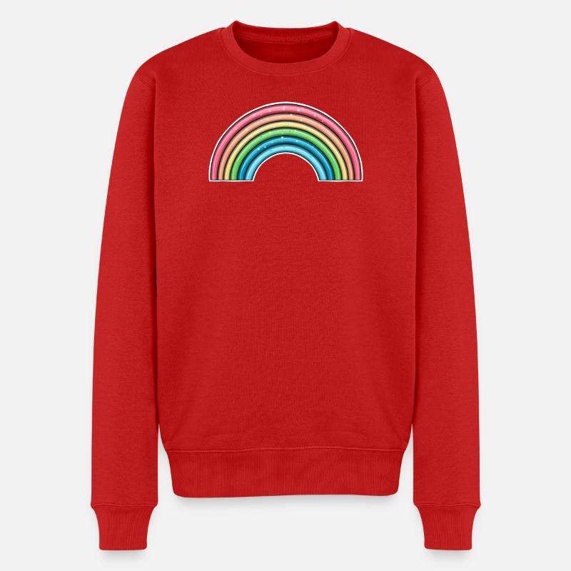 Lebendiges Regenbogen-Design - Männer Premium Bio Pullover - Rot