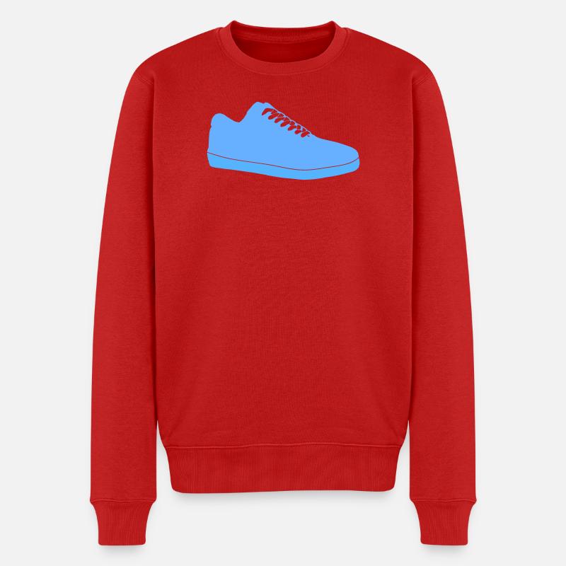 Blauer Sneaker Silhouette - Männer Premium Bio Pullover - Rot