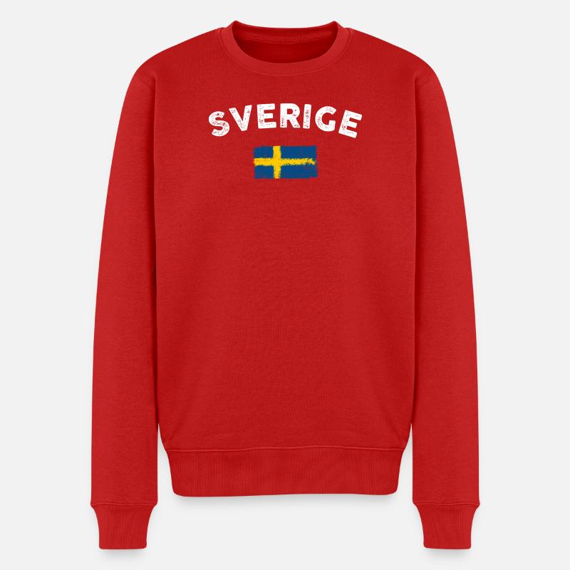 Sverige Brush Drapeau Nordique - Pull Premium bio Homme - rouge