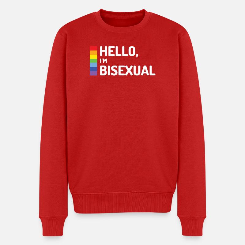 Hallo, ich bin bisexuell - Männer Premium Bio Pullover - Rot