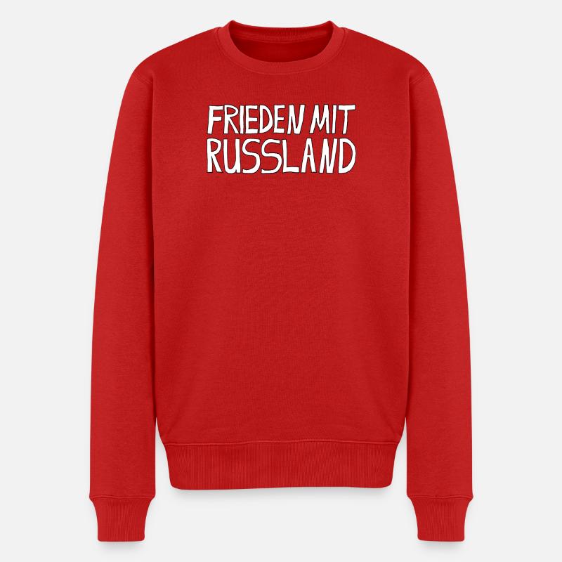 FRIEDEN MIT RUSSLAND - Männer Premium Bio Pullover - Rot