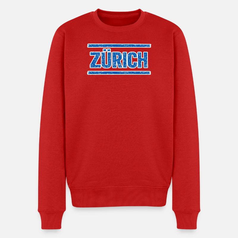 Zürich Schriftzug - Männer Premium Bio Pullover - Rot