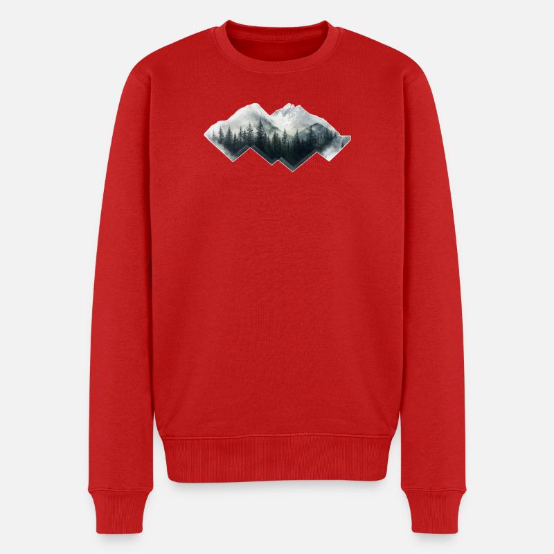 Wald Berge Natur - Männer Premium Bio Pullover - Rot