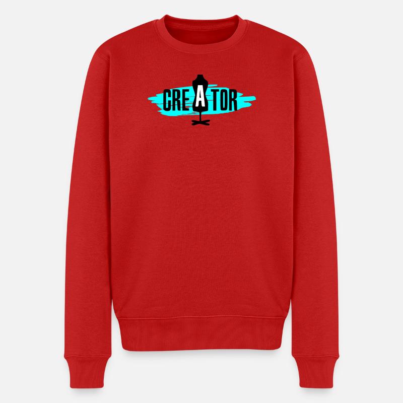 Creator - Blau - Männer Premium Bio Pullover - Rot