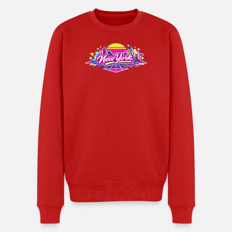 New York - Männer Premium Bio Pullover - Rot