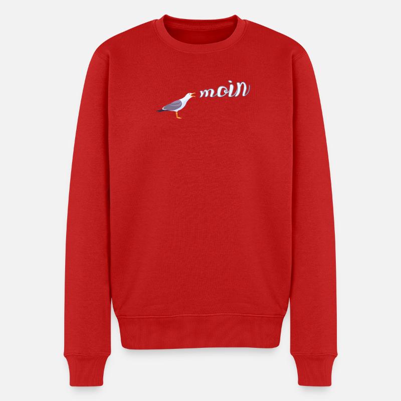 Norddeutsch Möwe Moin Design - Männer Premium Bio Pullover - Rot