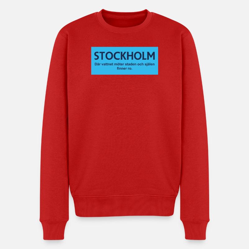 Stockholm Wasser- und Stadttextdesign - Männer Premium Bio Pullover - Rot
