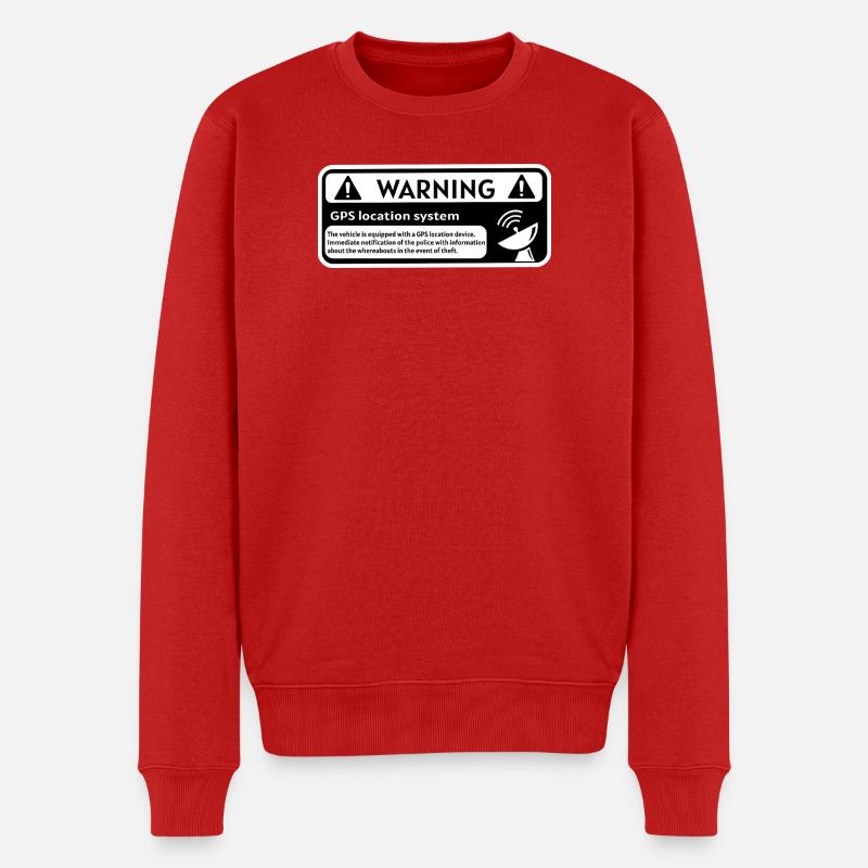 GPS-Alarm-Aufkleber - Männer Premium Bio Pullover - Rot