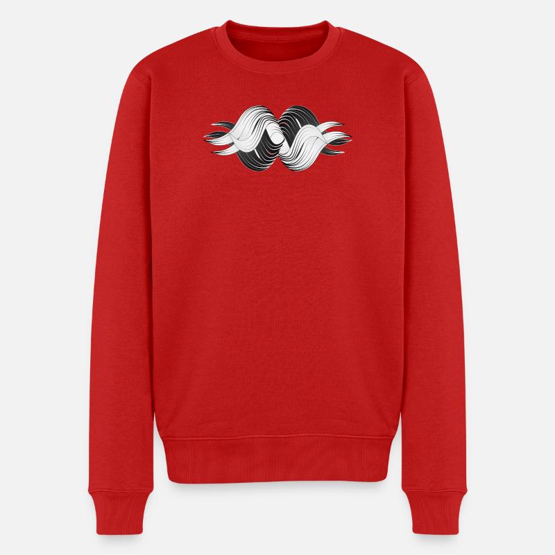 Abstrakte Formen – Dynamisches Schwarz-Weiß Design - Männer Premium Bio Pullover - Rot