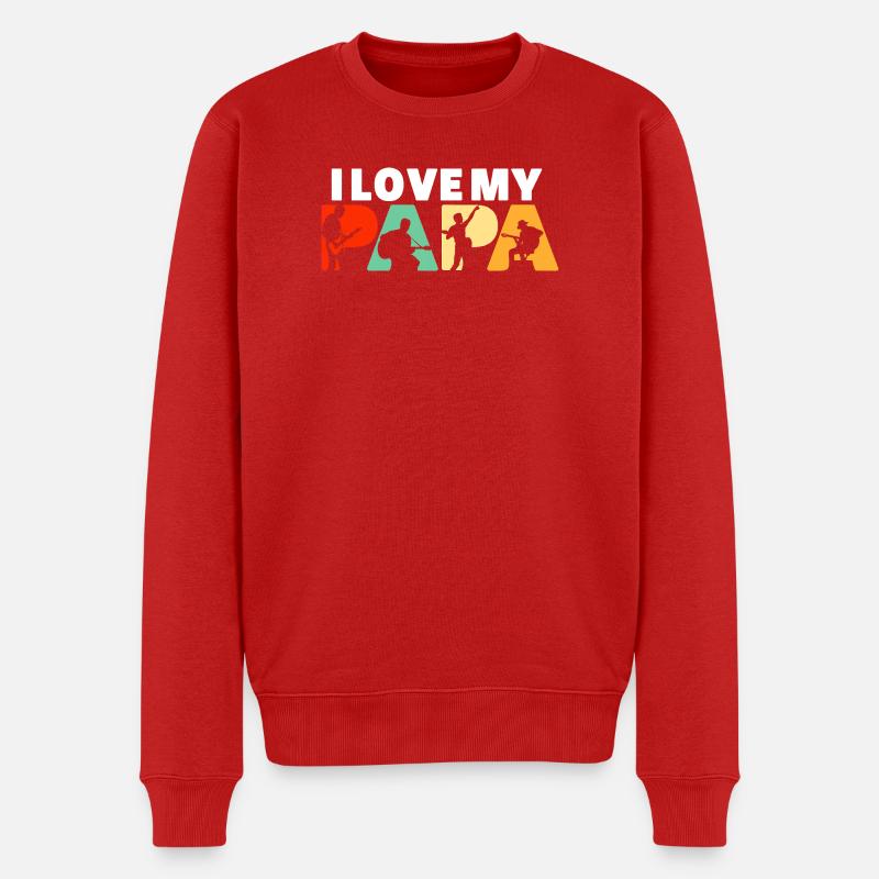 J’aime mon papa guitariste musicien - Pull Premium bio Homme - rouge