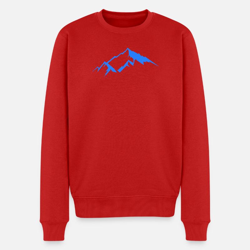 Blaue Bergsilhouette Panorama - Männer Premium Bio Pullover - Rot