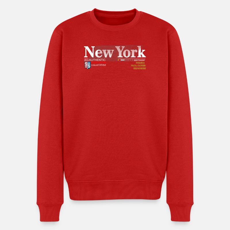 Street Style Abstrakter NYC-Druck - Männer Premium Bio Pullover - Rot