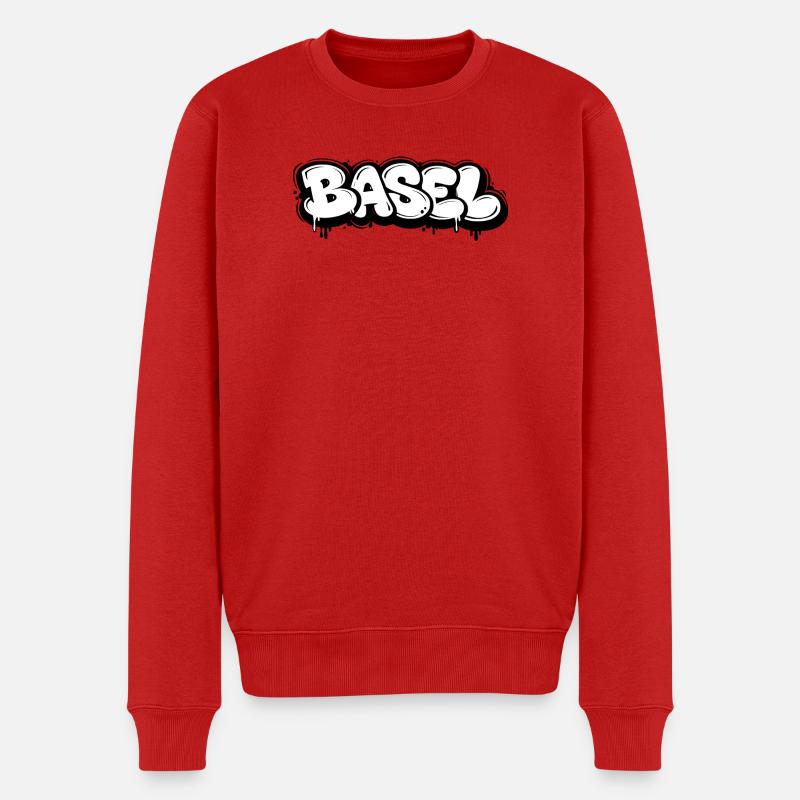 Basel Bubble Graffiti - Männer Premium Bio Pullover - Rot