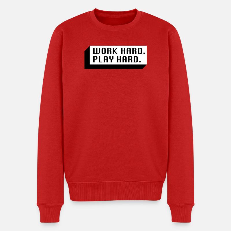 Travaille dur. Jouez fort. (Noir) - Pull Premium bio Homme - rouge