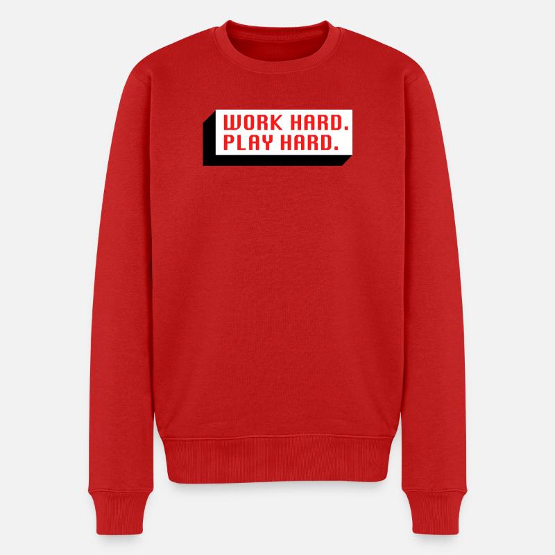 Work Hard. Play Hard. (Rot) - Männer Premium Bio Pullover - Rot