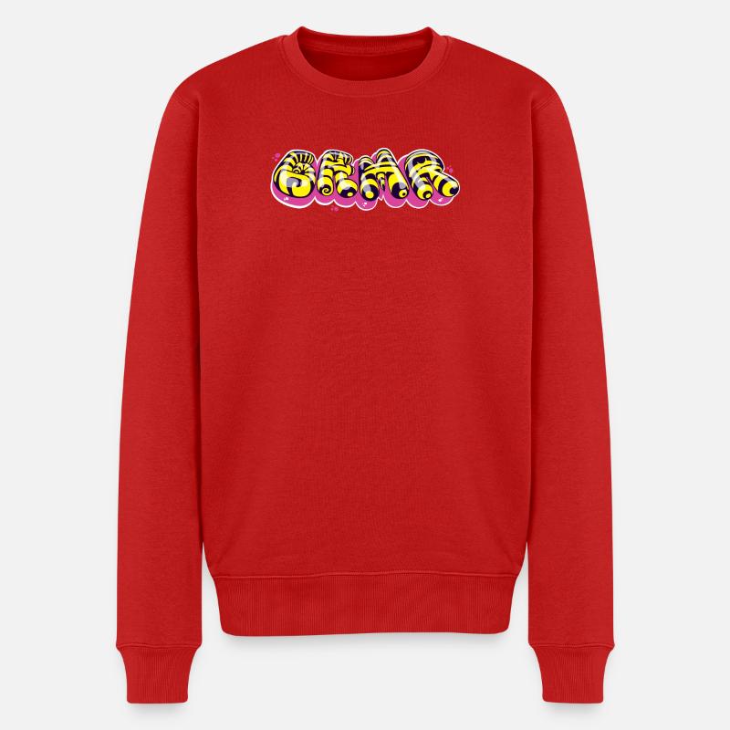 Farbenfrohes Textdesign im Graffiti-Stil - Männer Premium Bio Pullover - Rot