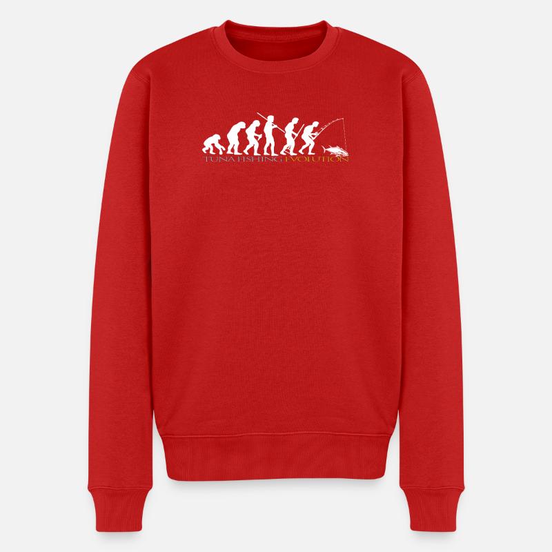 EVOLUTION DE LA PÊCHE (version blanche) - Pull Premium bio Homme - rouge