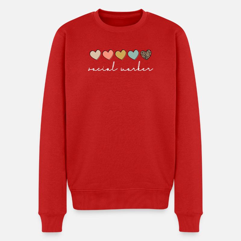 Herzliches Sozialarbeiter-Skript - Männer Premium Bio Pullover - Rot