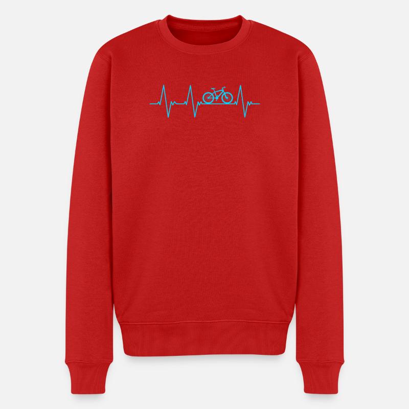 Fahrrad Herzschlag Ekg - Männer Premium Bio Pullover - Rot