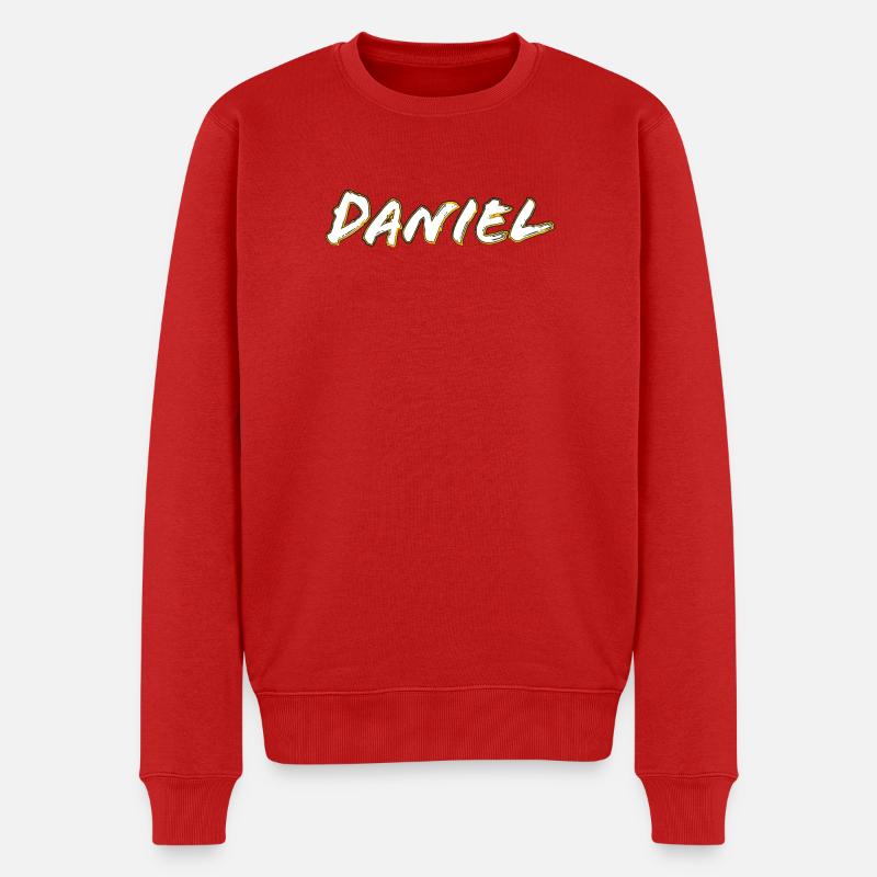 Profil doré du lettrage Daniel - Pull Premium bio Homme - rouge