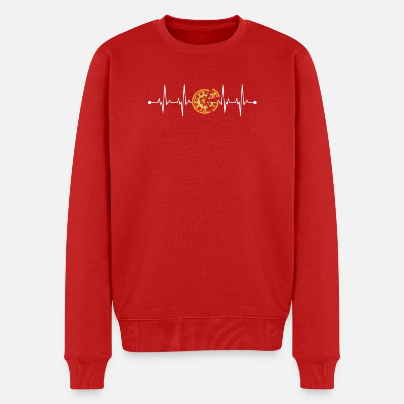 Pizza heartbeat - Männer Premium Bio Pullover - Rot