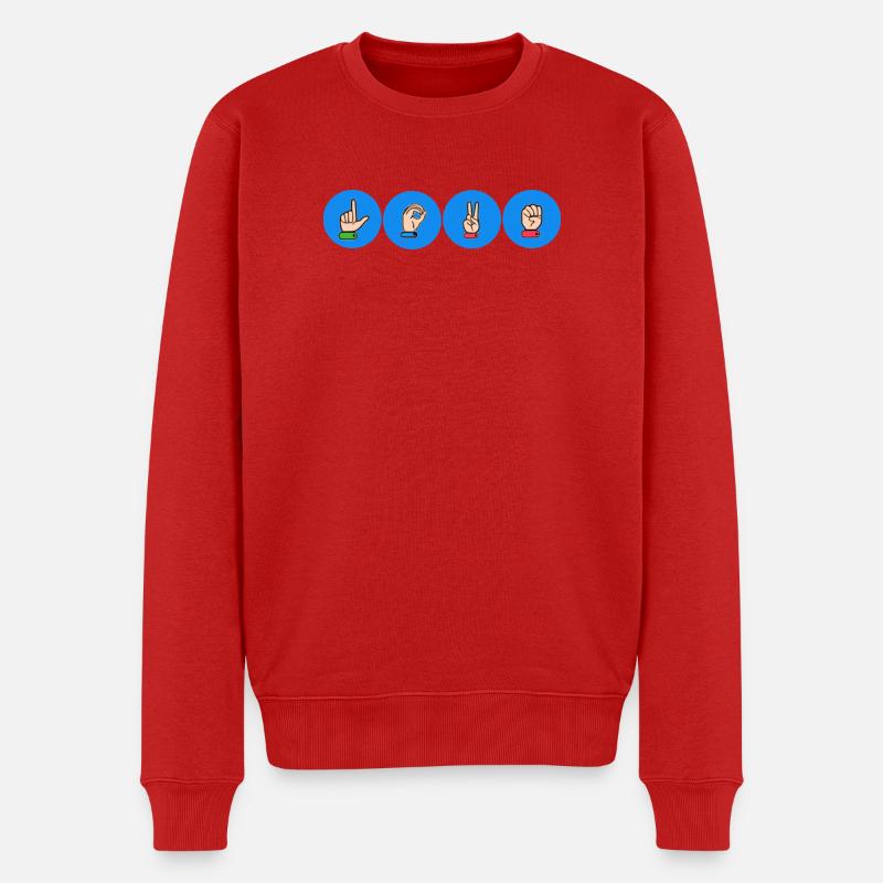 Love Hand Zeichen-Glyphen - Männer Premium Bio Pullover - Rot