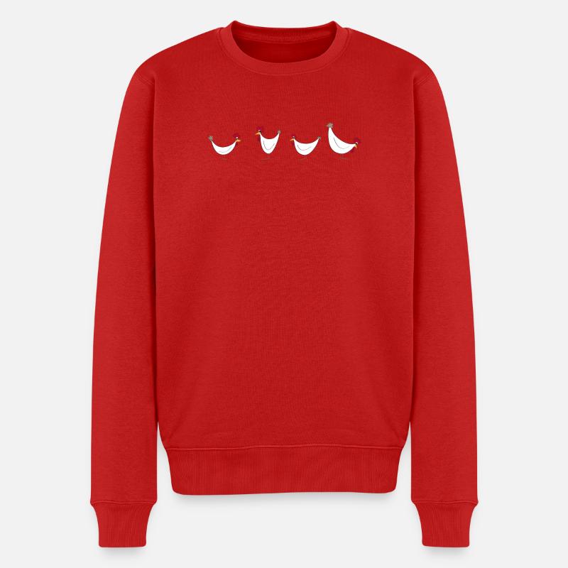 Hühner 4er Bande - Männer Premium Bio Pullover - Rot