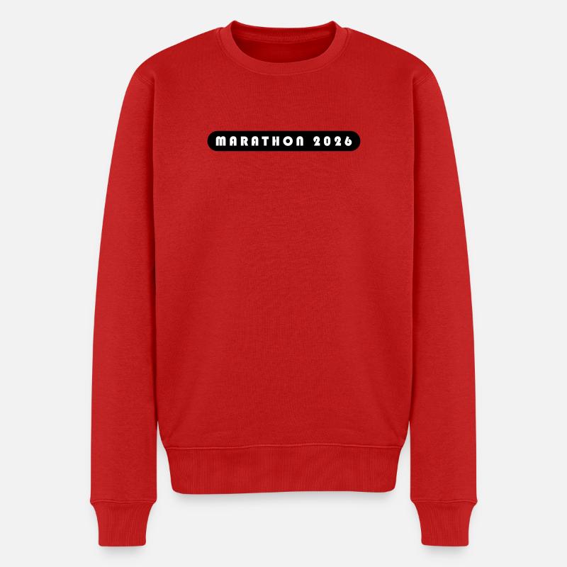 Marathon 2026 Schriftzug - Männer Premium Bio Pullover - Rot
