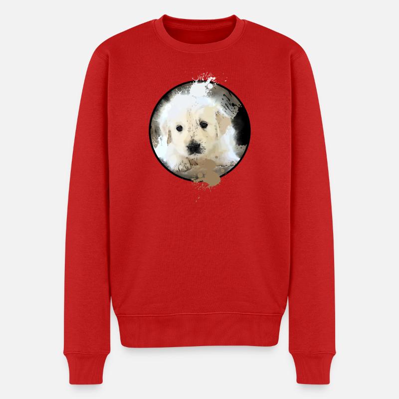 Golden Retriever Baby - Männer Premium Bio Pullover - Rot