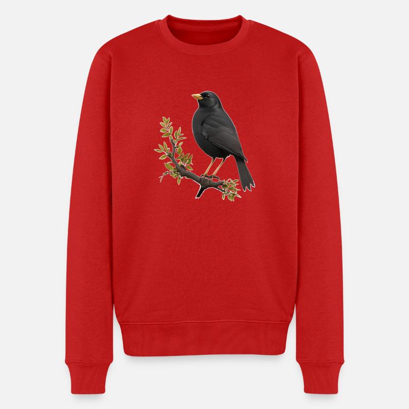 Amsel - Männer Premium Bio Pullover - Rot