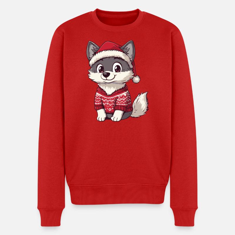 Loup Noël - Pull Premium bio Homme - rouge