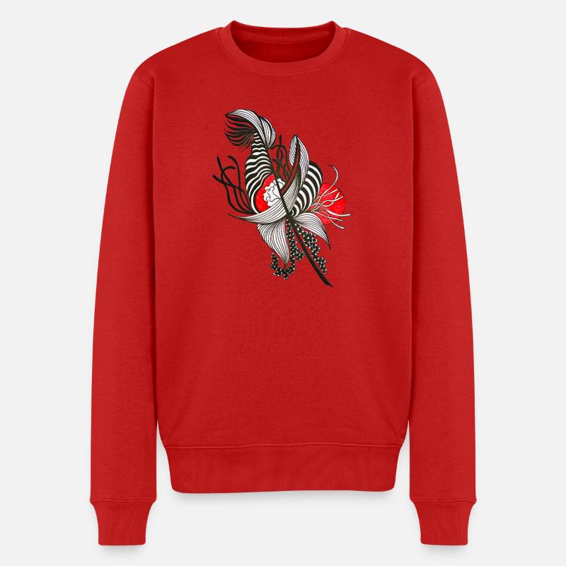 Fleur rayée contrastée - Pull Premium bio Homme - rouge
