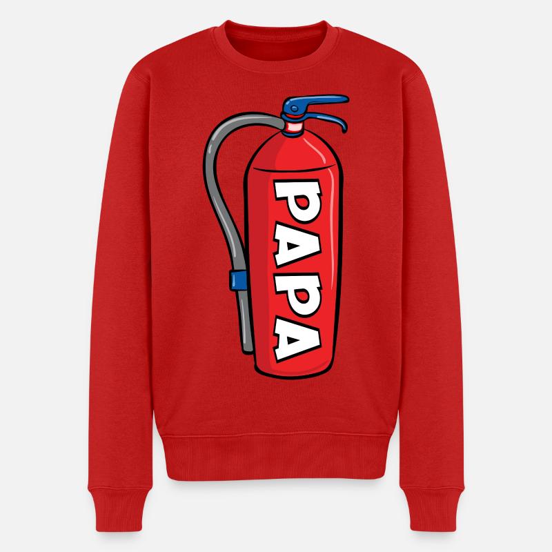 Annonceur du bébé - Papa pompier - Pull Premium bio Homme - rouge