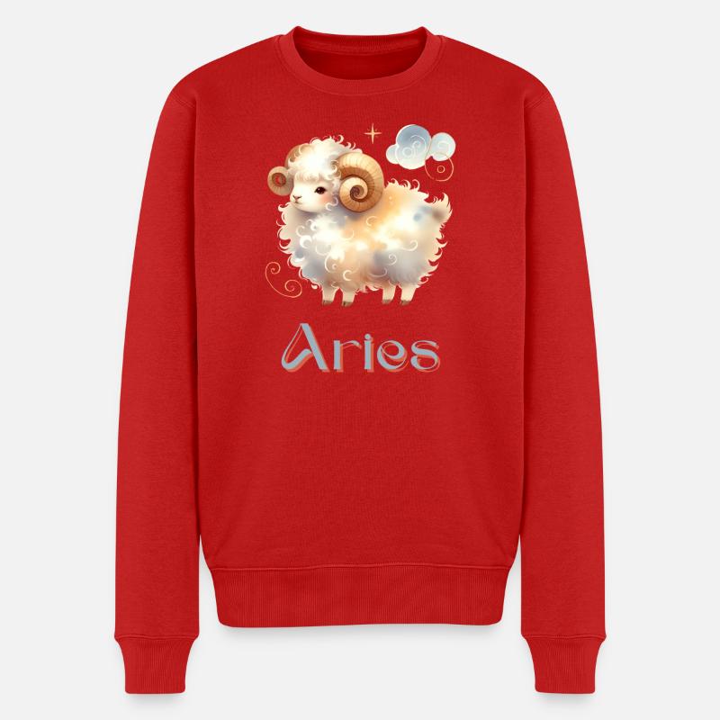 Elegantes Aries Sternzeichen Aquarell Geschenk - Männer Premium Bio Pullover - Rot