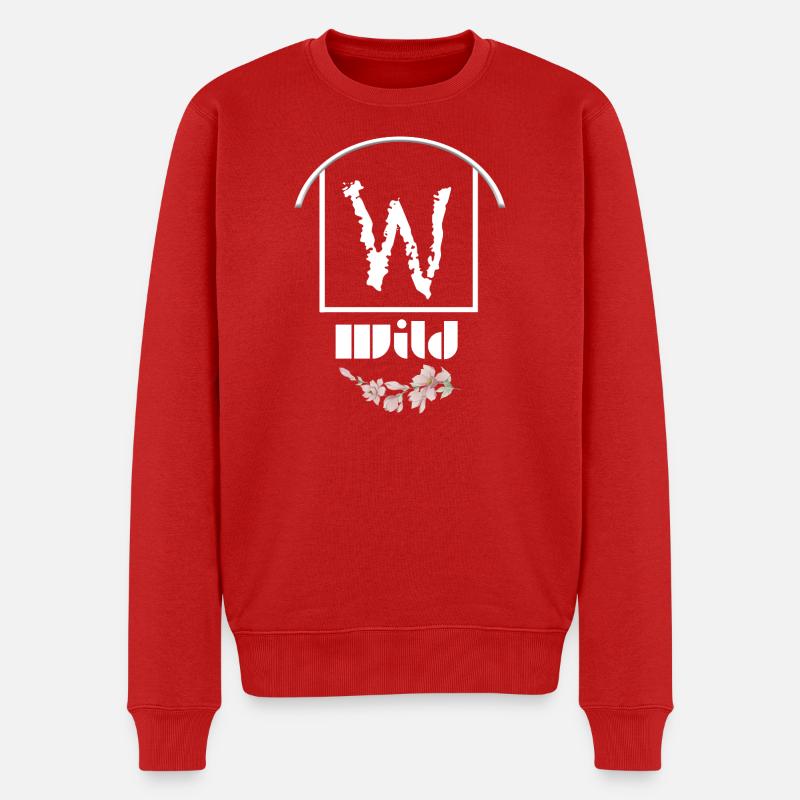 Skurriler floraler Buchstabe W Design - Männer Premium Bio Pullover - Rot