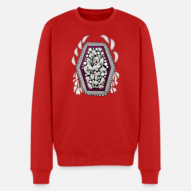 Blütenrahmen im Magenta-Frame - Männer Premium Bio Pullover - Rot