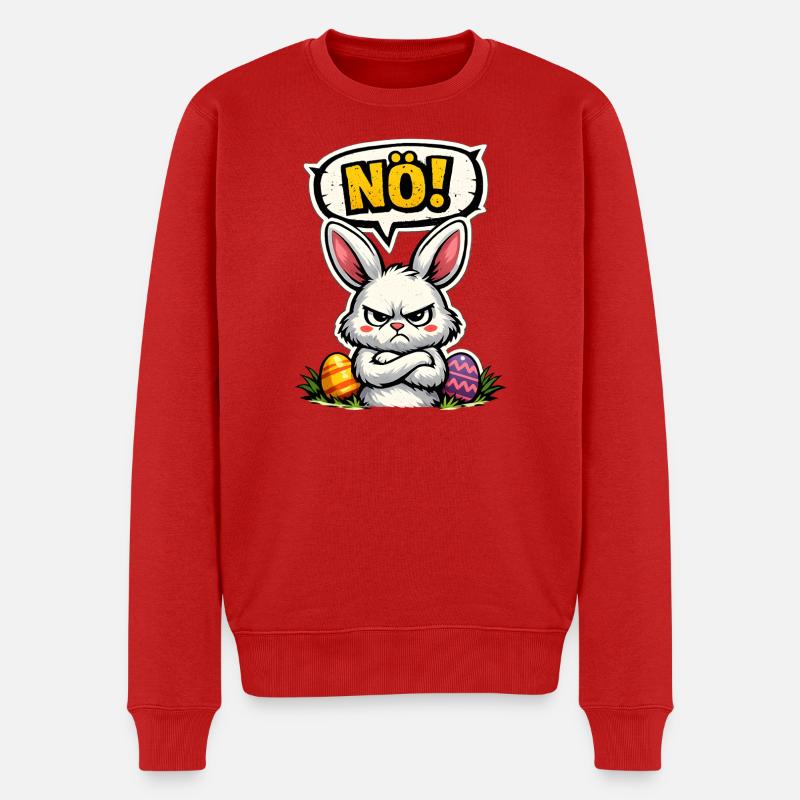 NÖ Hase Comic Ostern Geschenk - Männer Premium Bio Pullover - Rot