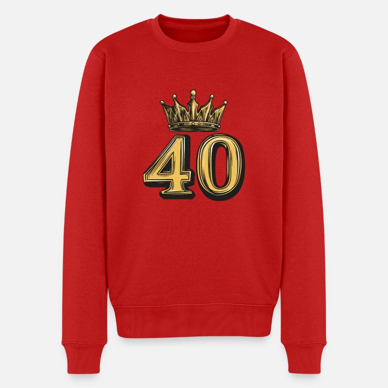 40 Zahl Krone - Männer Premium Bio Pullover - Rot