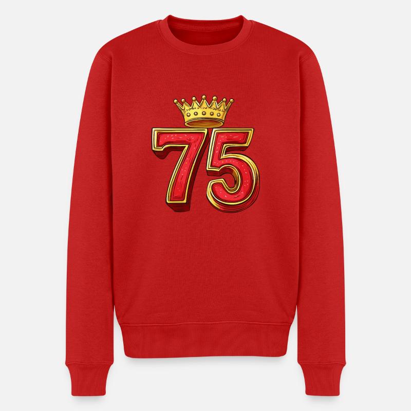 75 Zahl Krone - Männer Premium Bio Pullover - Rot
