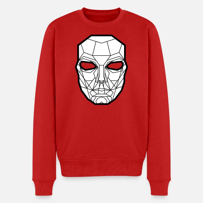 Geometrische Gesichtsmaskenlinien - Männer Premium Bio Pullover - Rot