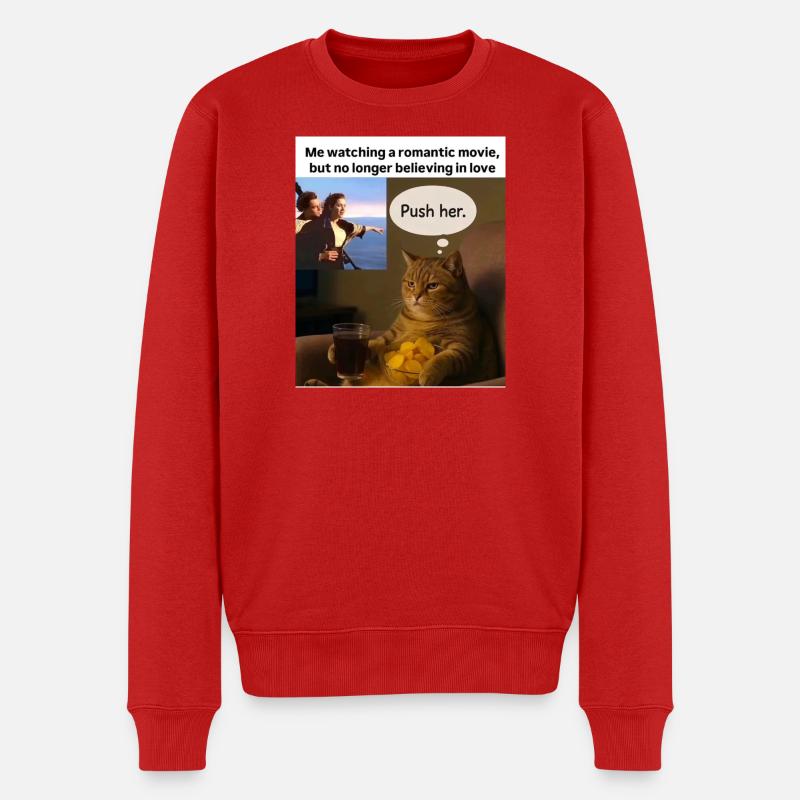 Cat Meme Push Romance - Pull Premium bio Homme - rouge