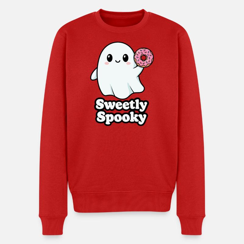 Süß Spukgeist mit Donut - Männer Premium Bio Pullover - Rot