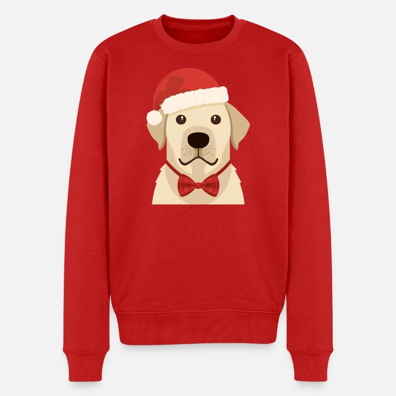 Golden Retriever Flat Noël Design - Pull Premium bio Homme - rouge