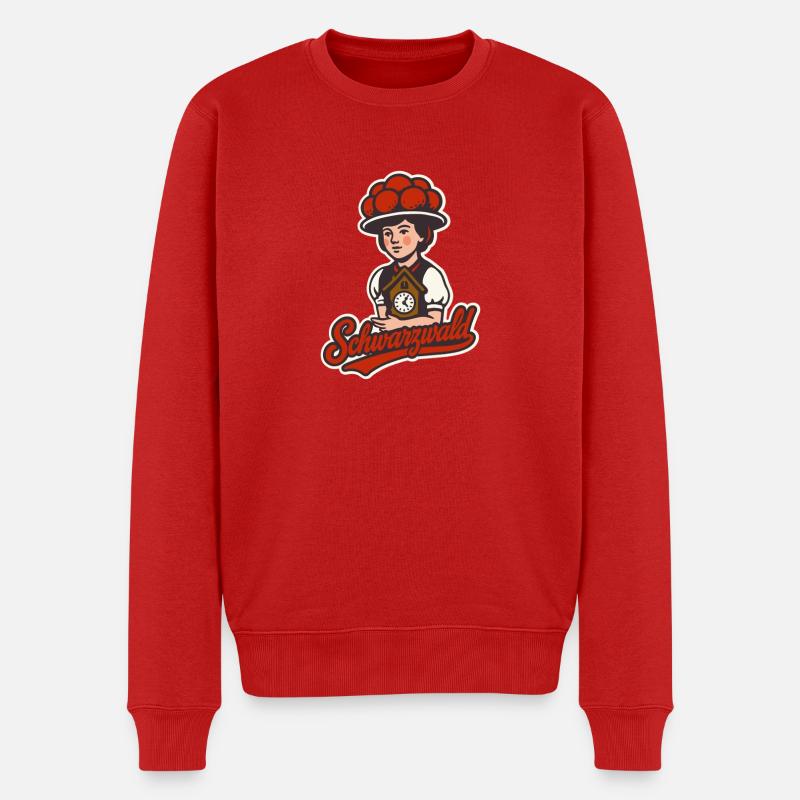 Schwarzwald Mädchen mit Bollenhut - Männer Premium Bio Pullover - Rot