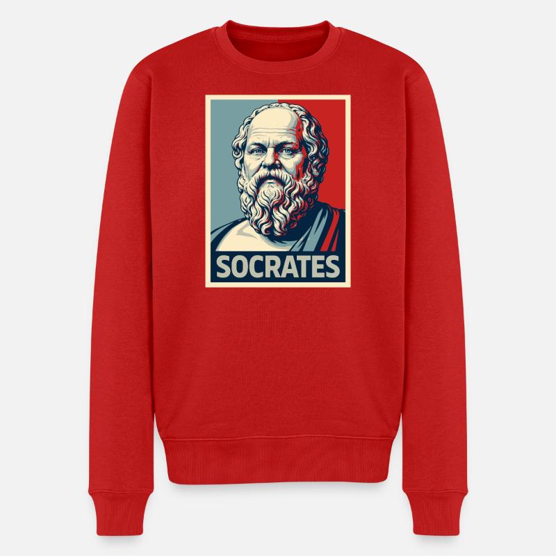 Sokrates Pop-Art-Porträt - Männer Premium Bio Pullover - Rot