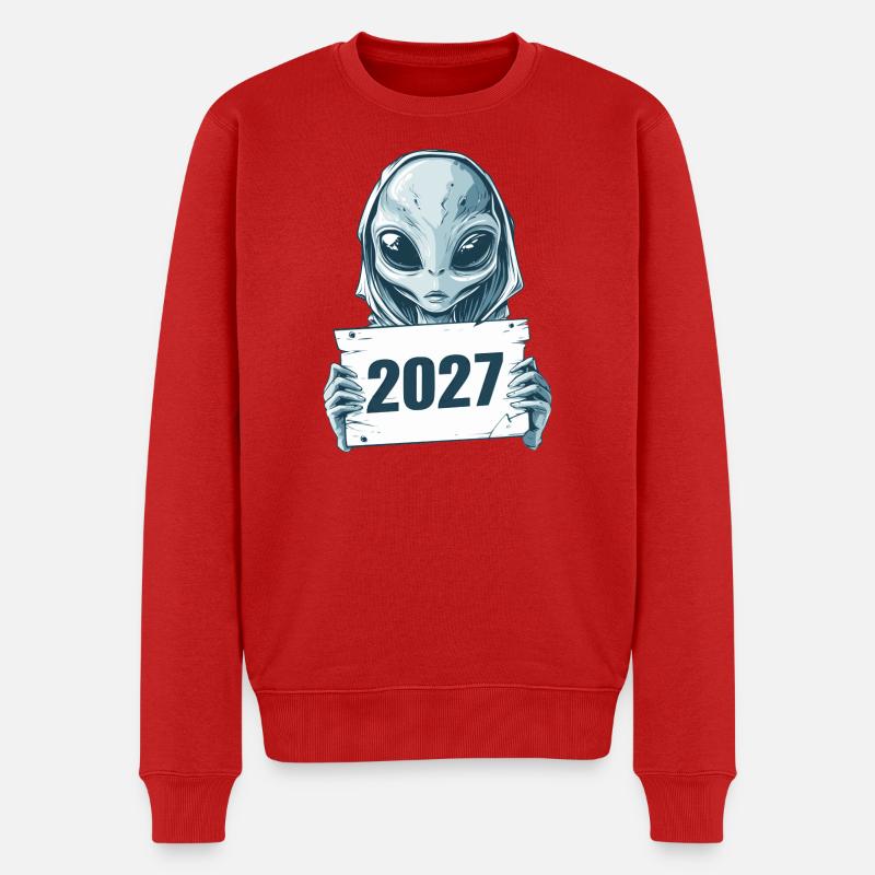 hellblaues Alien 2027 - Männer Premium Bio Pullover - Rot