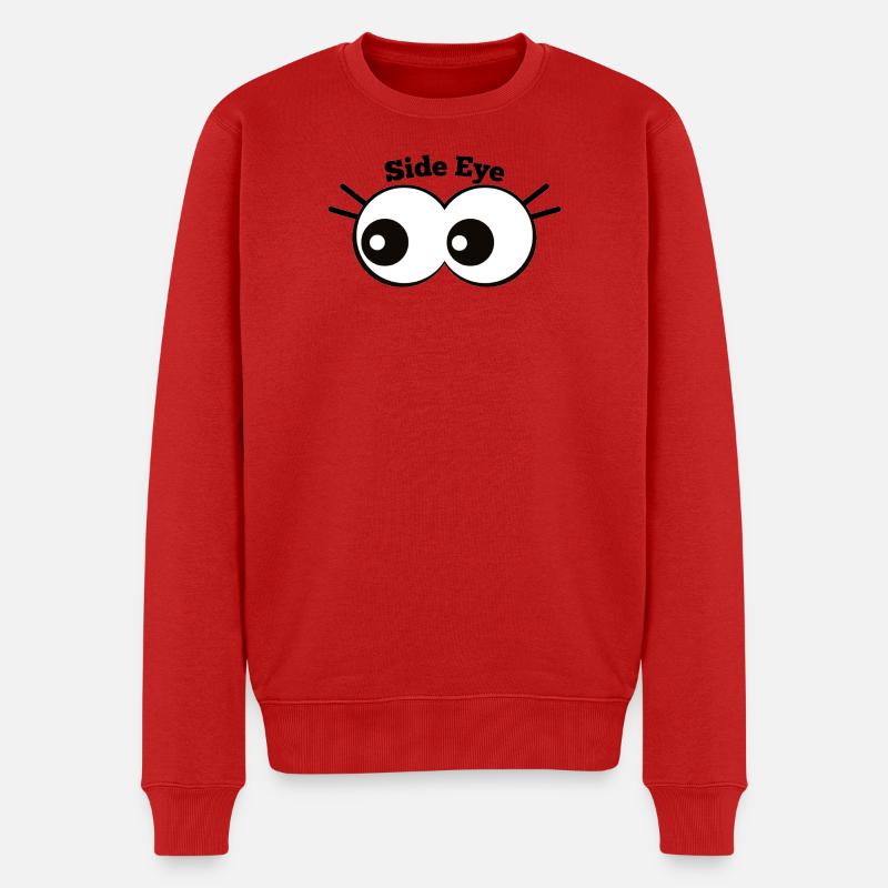 Oeil latéral dessin animé oeil blague - Pull Premium bio Homme - rouge