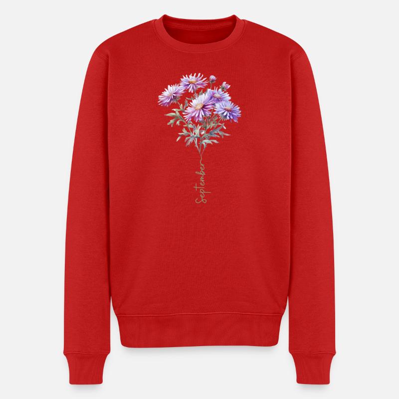 Strauß von Aster Kuchen September Blume - Männer Premium Bio Pullover - Rot