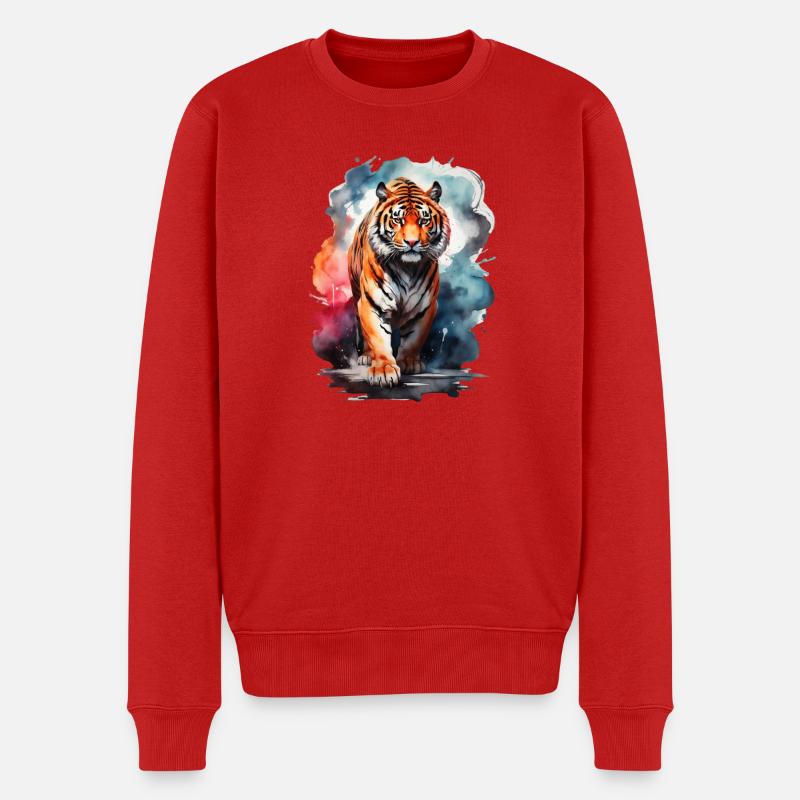 Tigergeist - Männer Premium Bio Pullover - Rot